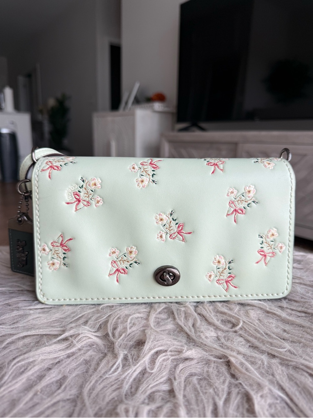 Coach Mint Green Floral Print 1941 Dinky Bag